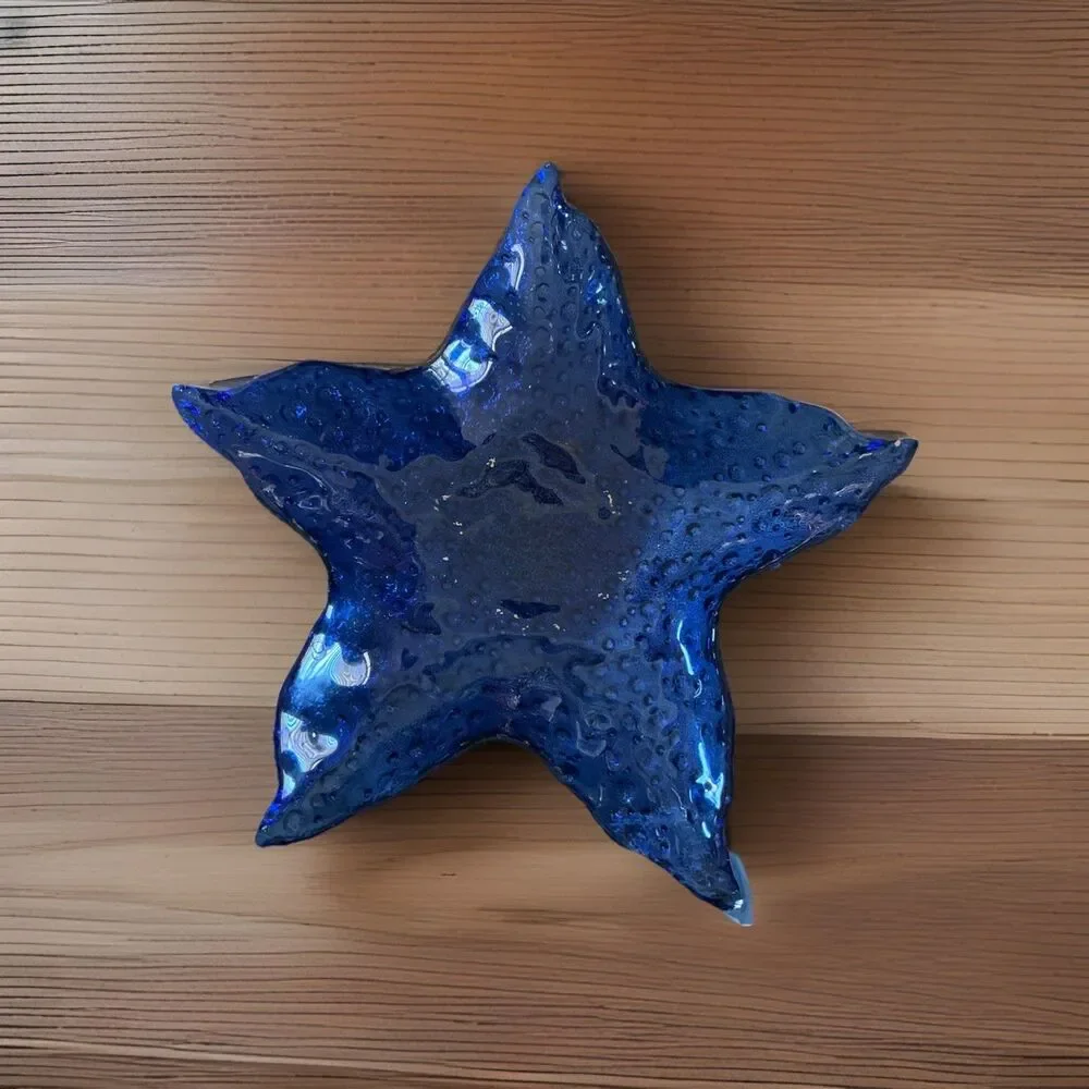 Cobalt Blue Art Glass Starfish Bowl — Large 14
